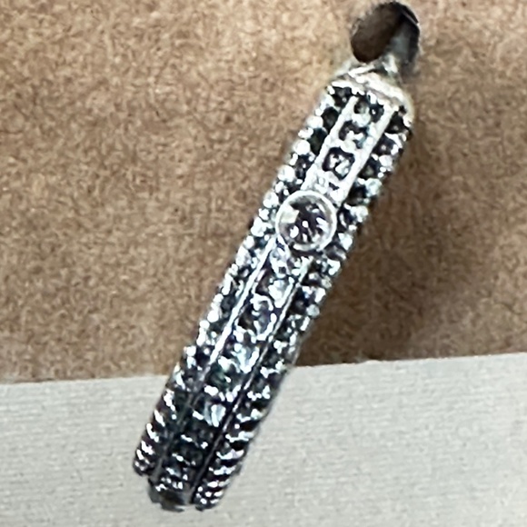 2/$15 Silver tone hoop earrings w/3round crystal stones on each hoop spaced out - Picture 11 of 15